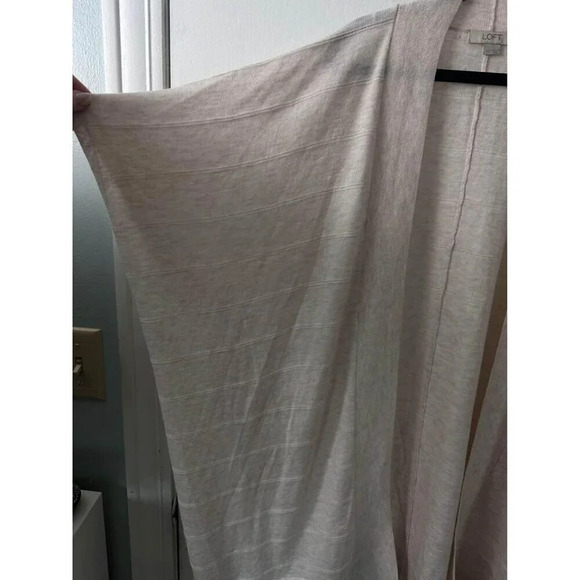 Loft Cardigan Lightweight Rib Striped wrap creme color oversized Small #0880 - Picture 3 of 8